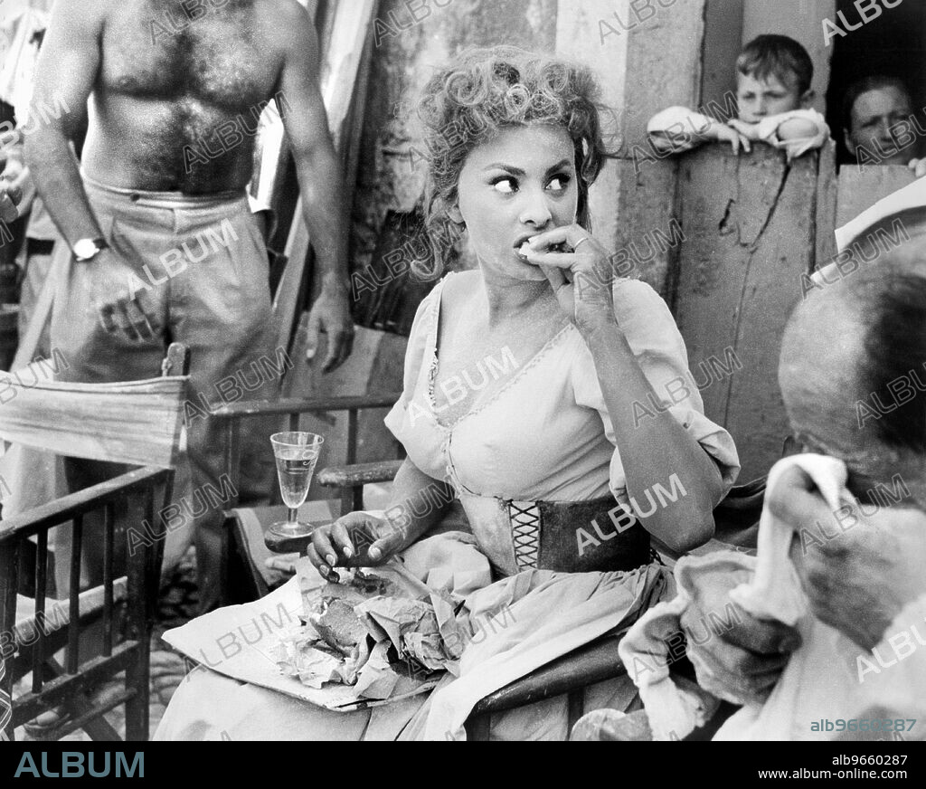 Sophia Loren, on-set of the Film, "The Miller's Beautiful Wife" (Italian: La Bella Mugnaia), Ponti-De Laurentiis Cinematografica, Titanus, 1955.