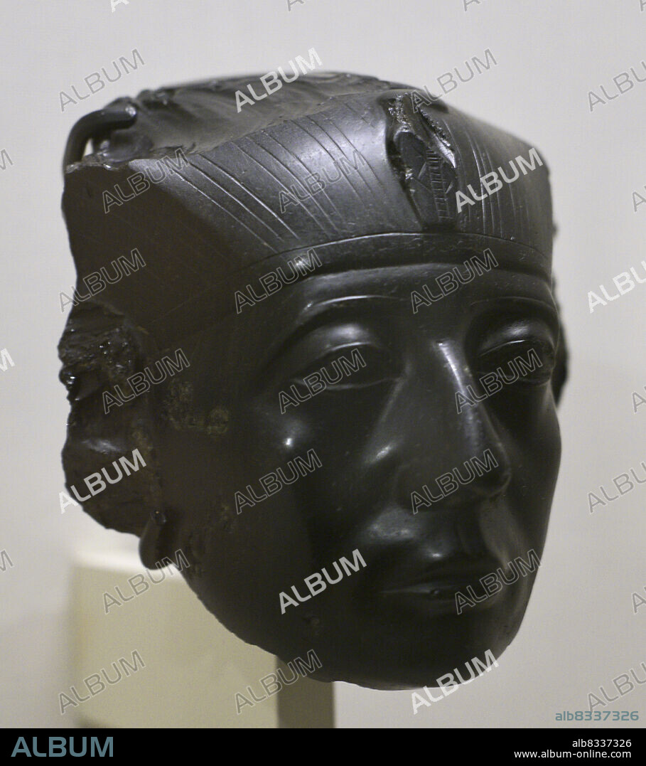Egipto. Cabeza del faraón Sesostris III. Imperio Medio. Dinastía XII, h. 1860 a.C. Obsidiana. Museo Calouste Gulbenkian. Lisboa. Portugal.