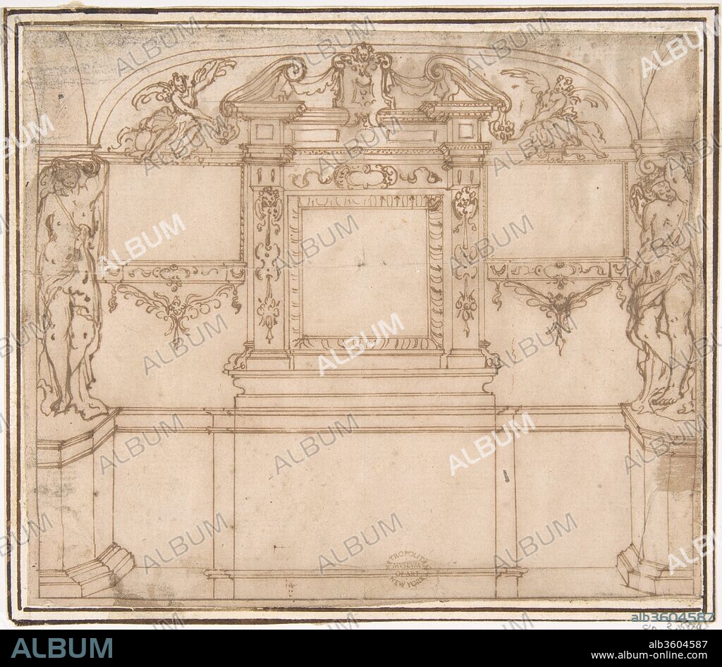 Wall Decoration. Artist: Anonymous, Italian, 16th century (Italian, active Central Italy, ca. 1550-1580). Dimensions: 5-3/4 x 6-7/8 in.  (14.6 x 17.5 cm). Date: 16th century.