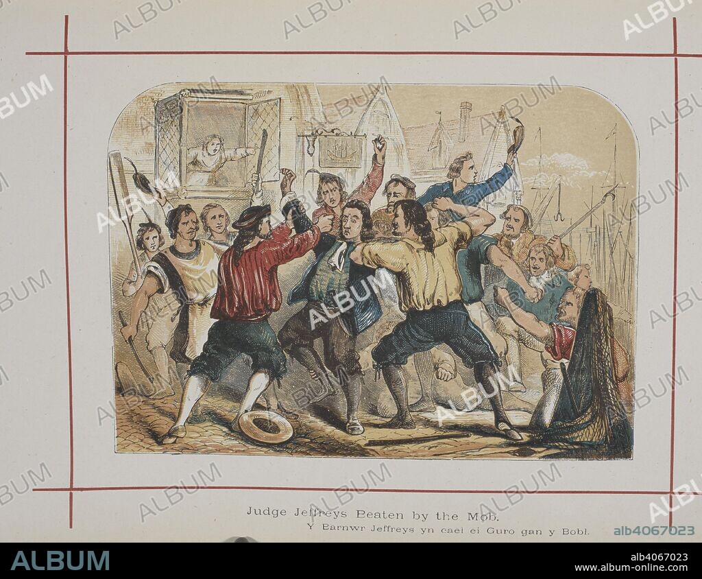 HENRY TYRRELL. Judge Jefferies beaten by the mob. George Jeffreys, 1st Baron Jeffreys of Wem, PC (15 May 1645 â€“ 18 April 1689), also known as "The Hanging Judge", was a Welsh judge. A History of England for the Young. London ; New York : London Printing & Publishing Co., [1872, 73]. Source: 9504.ff.7 vol.II, page 161.