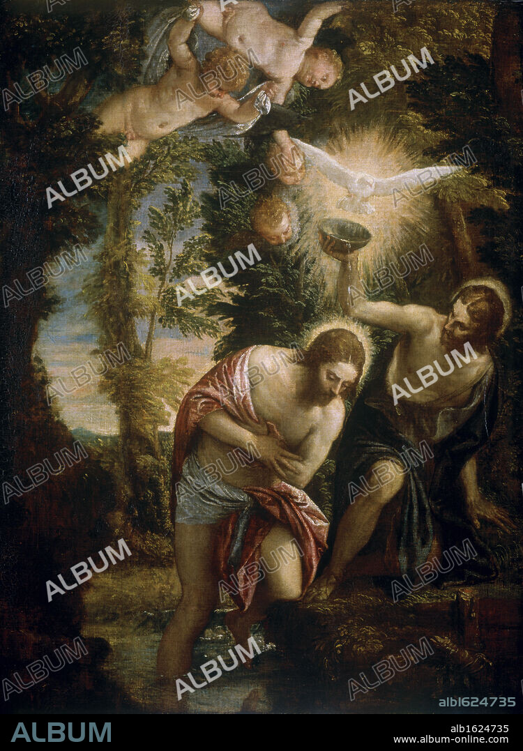 PAOLO VERONESE. Baptism of Christ   Veronese (Paolo Caliari) 1528-1588/Venetian   Oil on Wood Panel   Barnes Foundation, Merion, Pennsylvania.