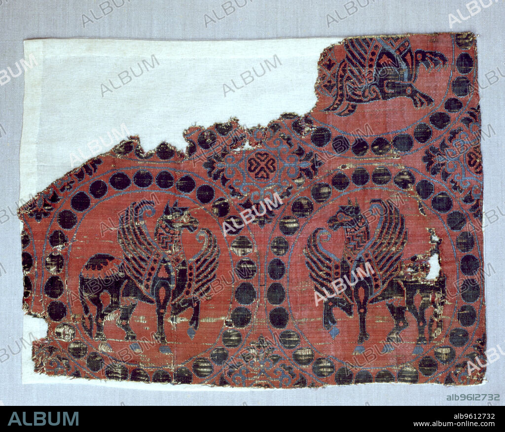 Silk fabric with decoration of winged horses, from the Monastery of Santa Maria de l'Estany.