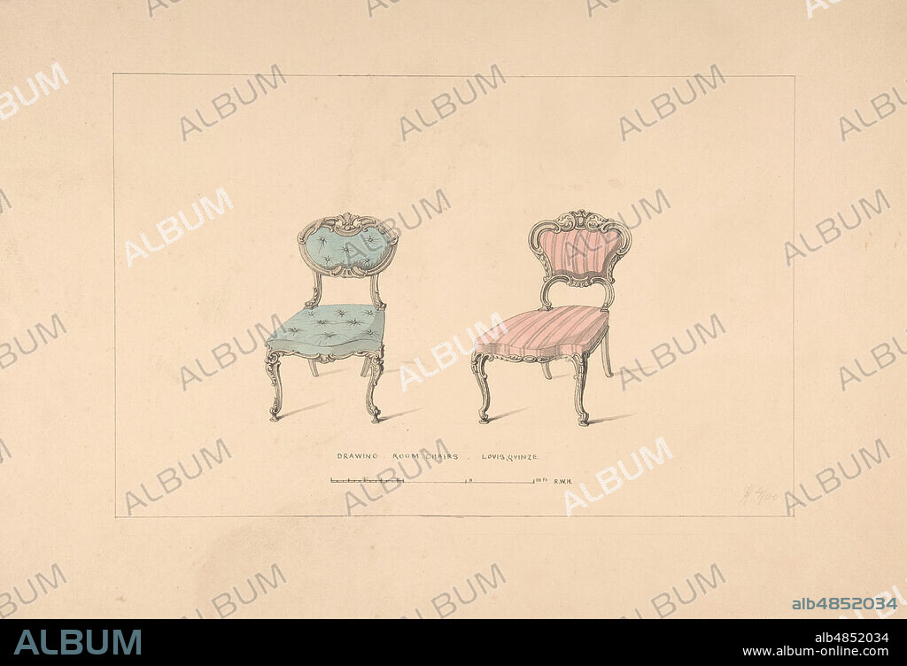 ROBERT WILLIAM HUME. Design for Drawing Room Chairs, Louis Quinze Style, 1835-1900.