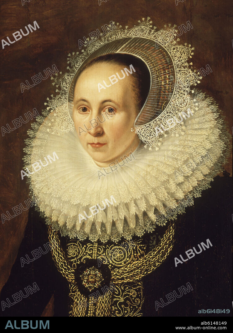 MICHIEL JANSZ VAN MIEREVELT (1567-1641). RETRATO DE DAMA - DETALLE - SIGLO XVI - OLEO/TABLA - 120x88 CM - ESCUELA HOLANDESA - CONJUNTO Nº  71784.