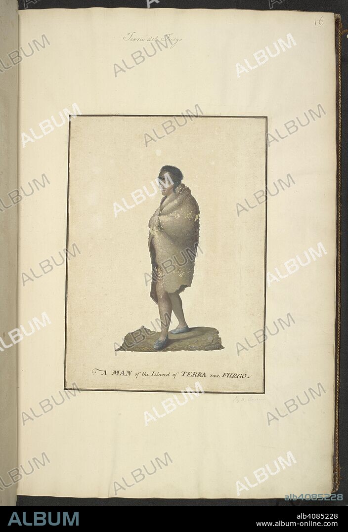 ALEXANDER BUCHAN. A man of Tierra del Fuego. January 1769. A Collection of Drawings made in the Countries visited by Captain Cook in his First Voyage. 1768-1771. 1769. Drawing. Source: Add. 23920, f.16. Language: English.