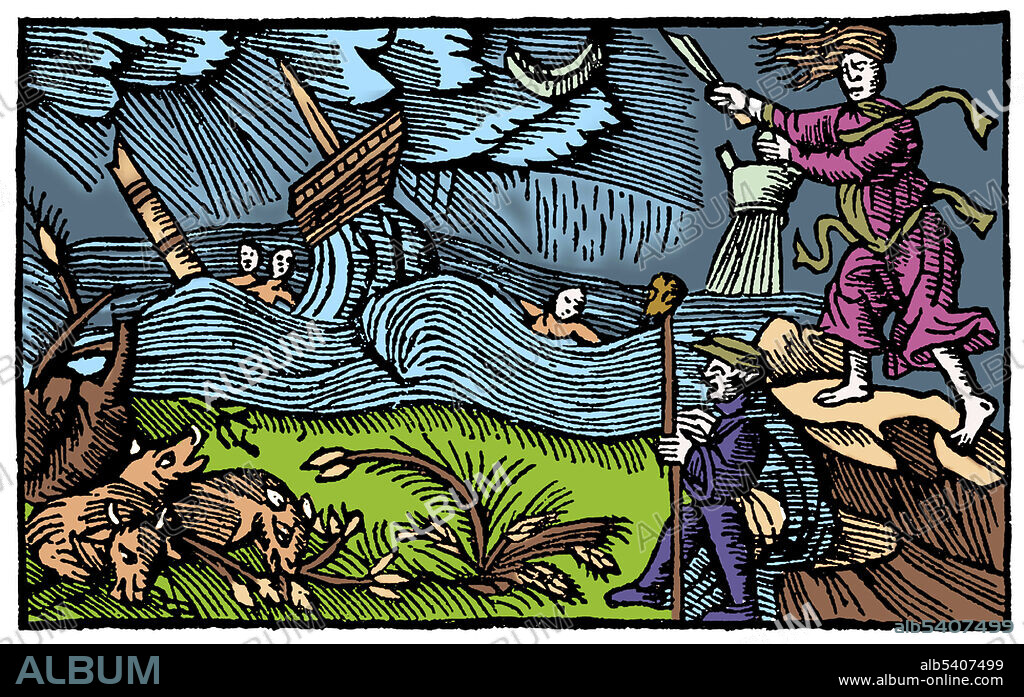Witch Causing a Storm at Sea