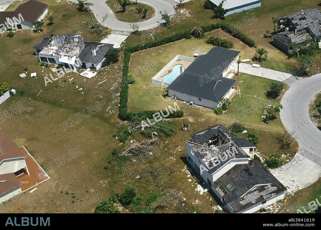 On August 24, 1992, Hurricane Andrew blew through southern Florida. According to the National Hurricane Center, it was the most destructive US hurricane of record, with a peak gust of 164mph (measured 130 feet above the ground). The Miami homes pictured here are representative of the $26.5 billion in damage caused by the hurricane.