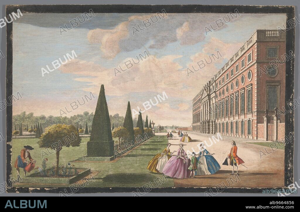 JOHN TINNEY. View of Hampton Court Palace in London seen from the east side, 1744.