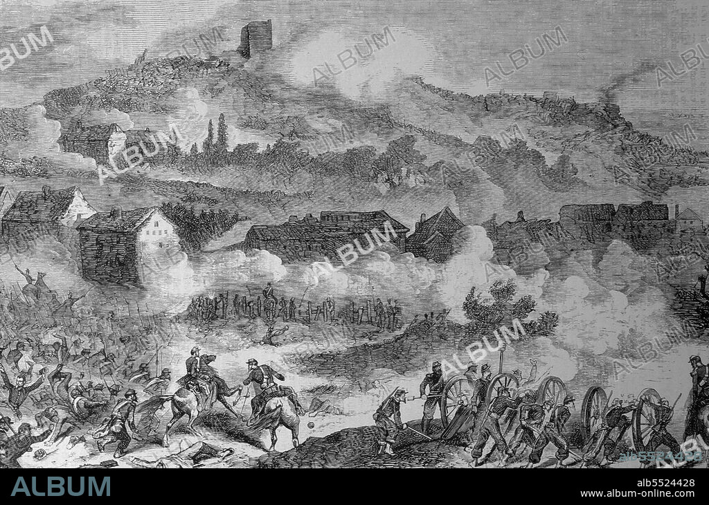NAPOLEON III. EMPERADOR DE FRANCIA. 1808-1873. " BATALLA DE SOLFERINO " , 24 - 06 - 1859. VICTORIA DEL EMPERADOR SOBRE AUSTRIA. GRABADO DE LA REVISTA " EL MUSEO UNIVERSAL " , AÑO1859.