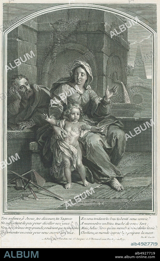Jacques Nicolas Tardieu, The Holy Family, Jacques Nicolas Tardieu (French, Paris 17181795 Paris), After Jules Christophe, n.d., Engraving, Sheet (trimmed): 14 × 9 in. (35.6 × 22.8 cm), Prints.