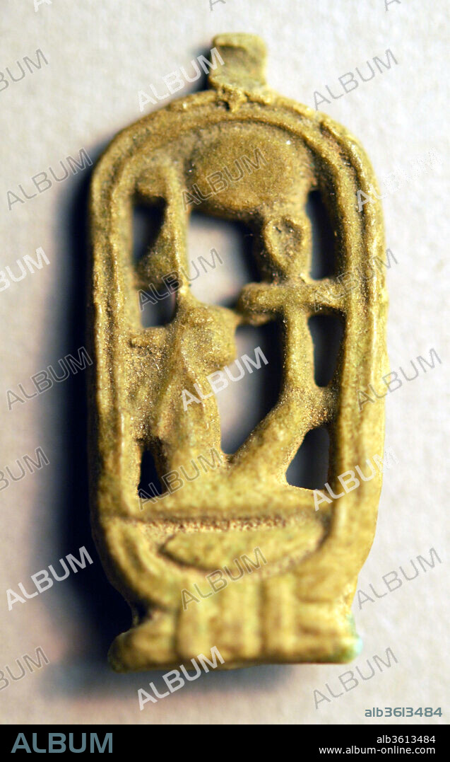 Cartouche of Amenhotep III. Dimensions: H. 2.3 cm (7/8 in); w. 1.1 cm (7/16 in); th. 0.2 cm (1/16 in). Dynasty: Dynasty 18. Reign: reign of Amenhotep III. Date: ca. 1390-1352 B.C..