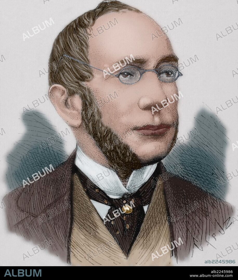 Marcos Antonio de Araujo, Second Baron of Itajuba (1842-1897). Consul general in Hamburg. Engraving by Capuz. The Spanish and American Illustration, 1872. Colored.