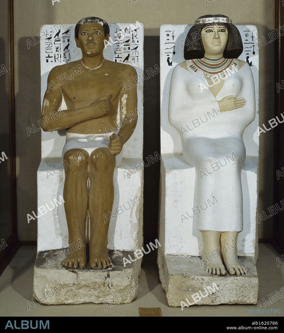 Prince Rahotep & Wife Nofret  2575-2467 BCE   Egyptian Art  Limestone   Egyptian Museum, Cairo, Egypt.
