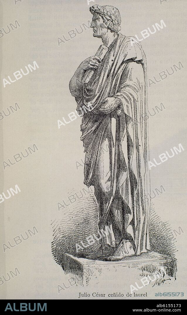 JULIO CESAR CEÑIDO DE LAUREL (100/44 AC) GENERAL Y POLITICO ROMANO.