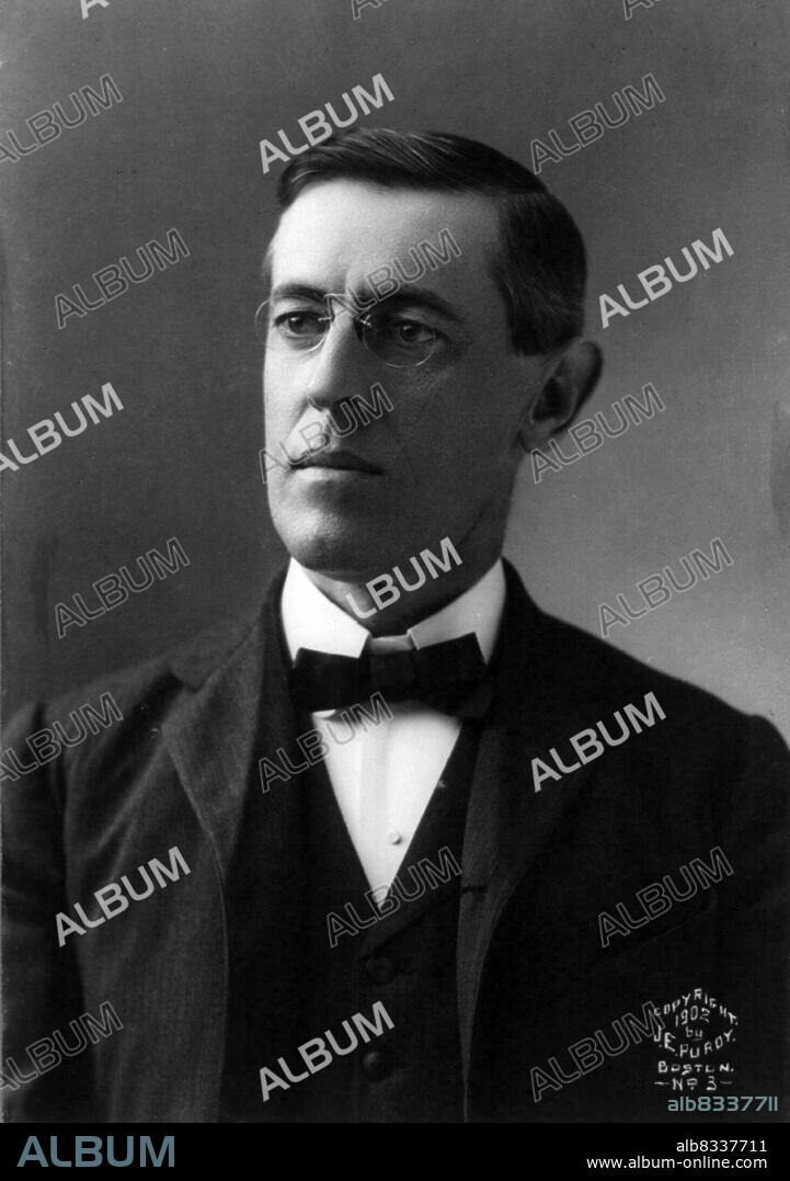 Thomas Woodrow Wilson (December 28, 1856 - February 3, 1924) was an American politician and academic who served as the 28th president of the United States from 1913 to 1921. A member of the Democratic Party, Wilson changed the nation's economic policies and led the United States into World War I in 1917. He was the leading architect of the League of Nations, and his progressive stance on foreign policy came to be known as Wilsonianism.