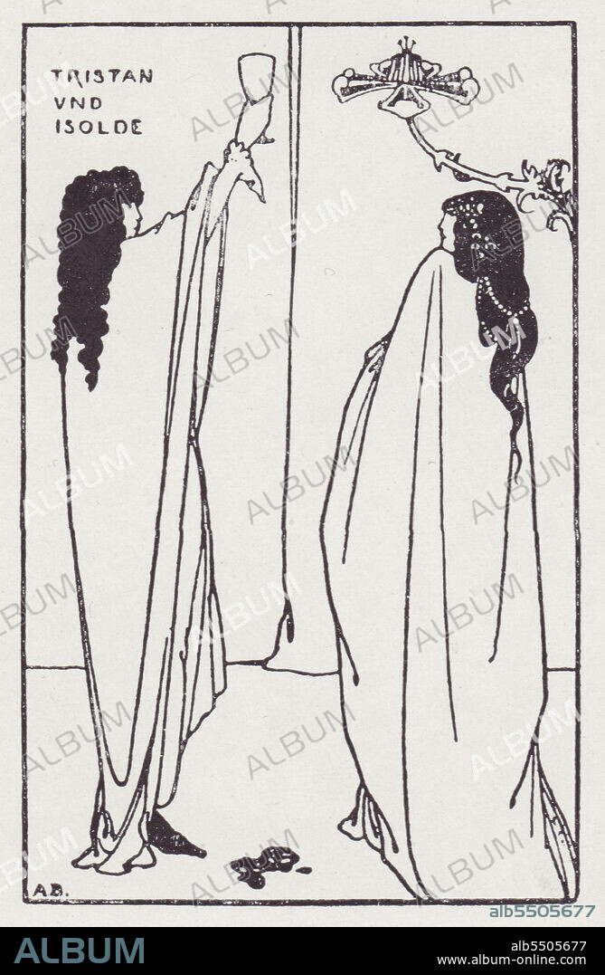 AUBREY BEARDSLEY. Tristan und Isolde, from The Savoy No. 7, 1896. Characters from Wagner's opera. Published in "The Best of Beardsley" edited by R. A. Walker, [The Bodley Head, London, 1948].