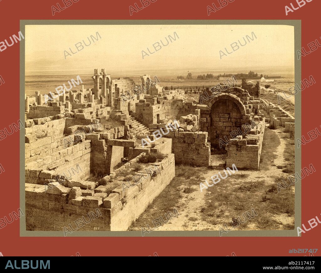 Tebessa Ruins of Byzantine Basilica, Algiers, Neurdein brothers 1860 1890, the Neurdein photographs of Algeria including Byzantine and Roman ruins in Tébessa and Thamugadi; mosques, shrines, public buildings, palaces, and street scenes in Mostaganem, Biskra, Algiers, Tlemcen, Constantine, Oran, and Sidi Bel Abbès; and the cathedral at Carthage. Portraits of Algerian people include Berbers, Ouled Naïl women, and prisoners in Annaba. Tunisian views include mosques, buildings, and street scenes in Tunis.