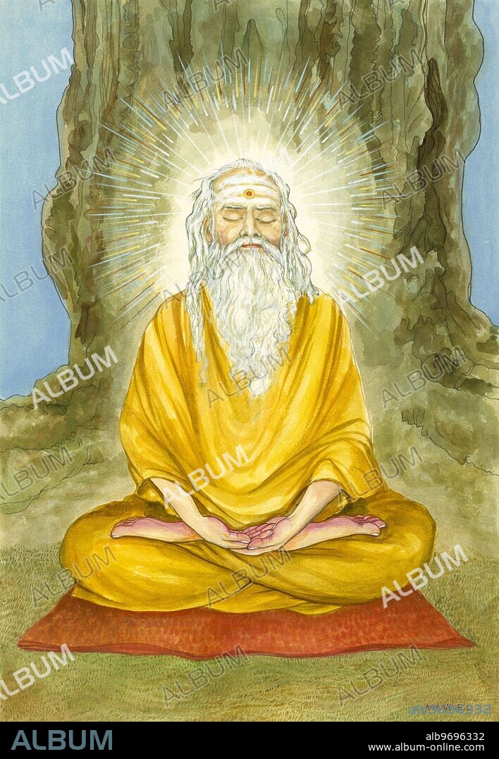 HAP-136804 : Artist Manivelu - saint - sadhu - swami - sannyasin - hindu belief - hindu - hinduism - art - yoga - himalayan academy art - yogi - saint - saivite - samadhi - enlightenment -.