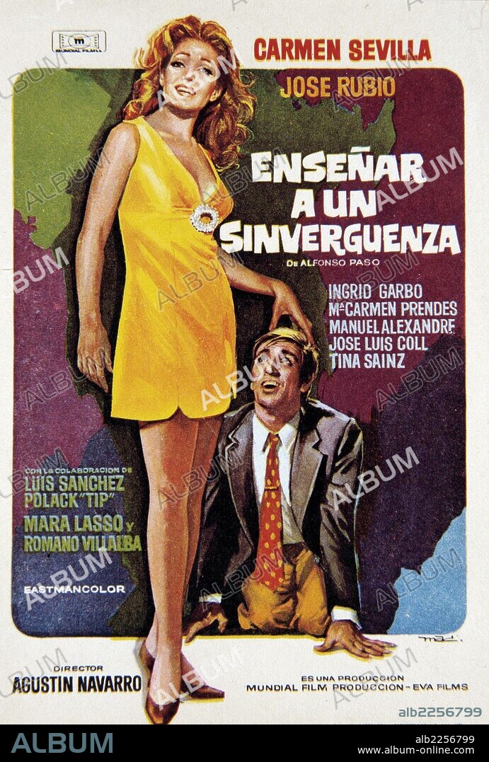 PELICULA : ENSEÑAR A UN SINVERGUENZA , 1970. BASADA EN LA OBRA TEATRAL HOMONIMA DE ALFONSO PASO. DIRECTOR , AGUSTIN NAVARRO. ACTORES , CARMEN SEVILLA , JOSE RUBIO.