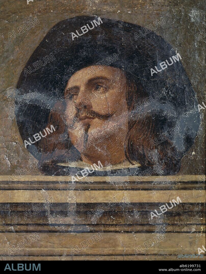 NICOLAS DE VILLACIS. CABALLERO DEL CHAMBERGO - SIGLO XVII - FRESCO PASADO A LIENZO - BARROCO ESPAÑOL.