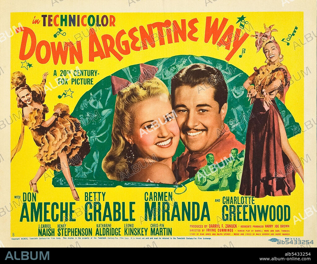 BETTY GRABLE y DON AMECHE en SERENATA ARGENTINA, 1940 (DOWN ARGENTINE WAY), dirigida por IRVING CUMMINGS. Copyright 20TH CENTURY FOX.
