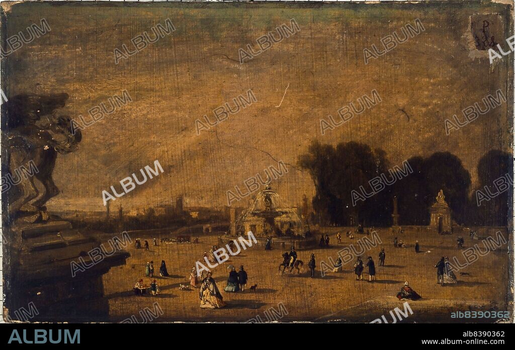 LÉON-FRANÇOIS-ANTOINE FLEURY. View of Place de la Concorde, current 8th arrondissement, between 1804 and 1858.