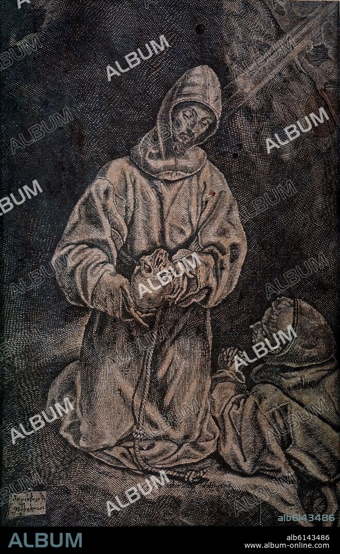 DIEGO DE ASTOR. GRABADO-SAN FRANCISCO DEL GRECO.