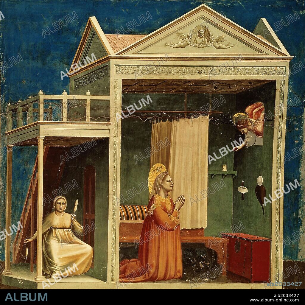 GIOTTO DI BONDONE. Giotto / 'La Anunciación a Santa Ana', 1303-1310, Fresco, 200 x 185 cm.
