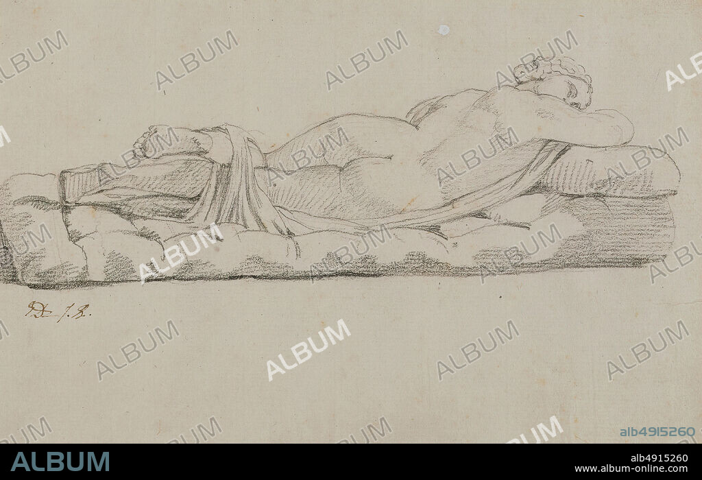 Jacques Louis David, Hermaphrodite, Jacques Louis David (French, Paris 17481825 Brussels), ca. 1780 or ca. 1810, Black chalk on paper, 5 1/2 x 8 5/16 in. (14 x 21.1 cm), Drawings.