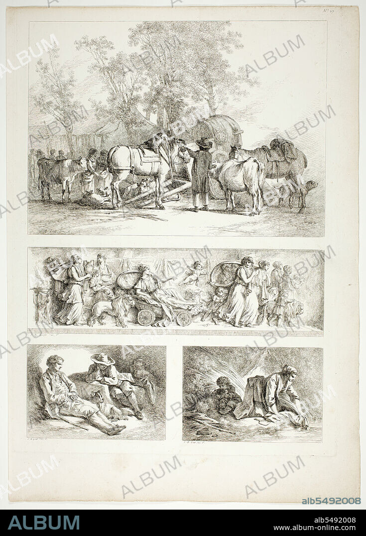 JEAN BAPTISTE MARIE HUET. Plate 27 of 38 from Oeuvres de J. B. Huet, 1796–99.