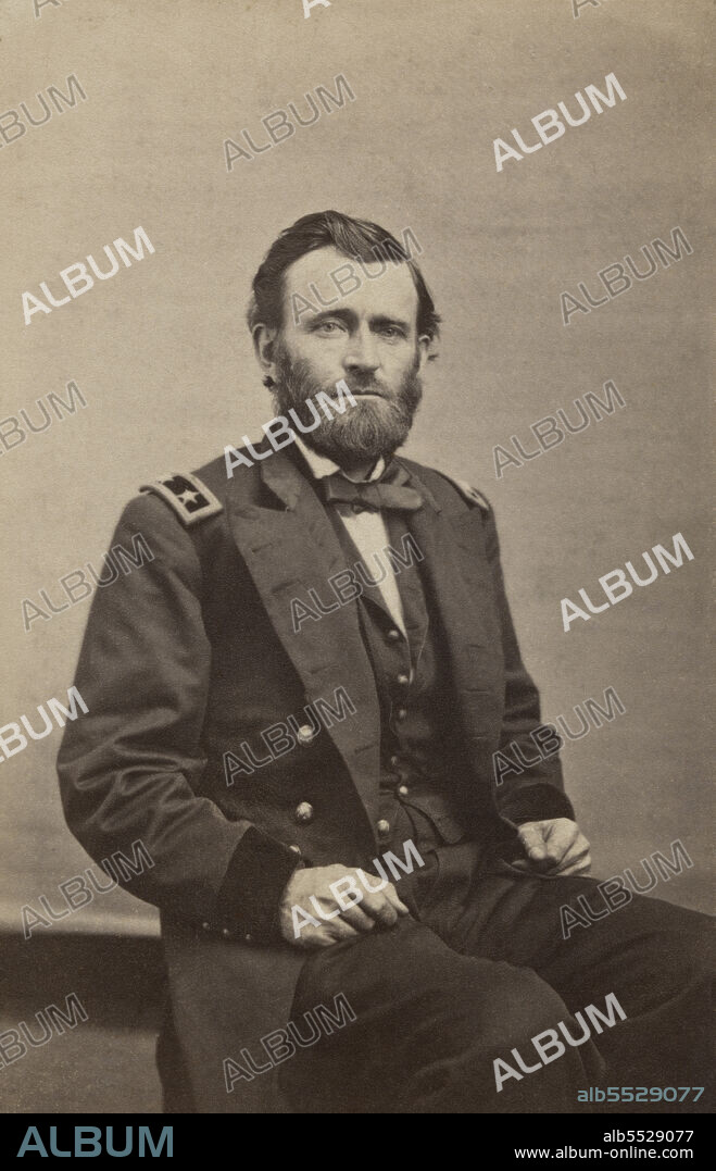 Ulysses S. Grant (1822-85), 18th U.S. President 1869-77, General of Union Army during American Civil War, three-quarter length seated Portrait in Military Uniform, Barr & Young, 1862.