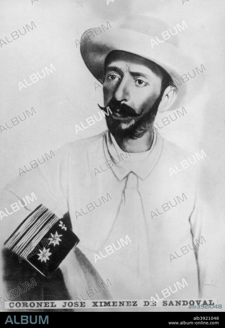 Coronel Jose Ximenez de  Sandoval was head of the Spanish column that fought in Two Rivers (Dos Rios), in which action Jose Marti died on 19 May 1895. At the time of of Marti's burial in Santiago of Cuba on May 27th , he paid his respect. He  lived in Valencia in 1918. Cigar card from the History of Cuba, Geografico Universal, Propaganda de los Cigarros Susini y La Corona, Tabacalera Cubana.