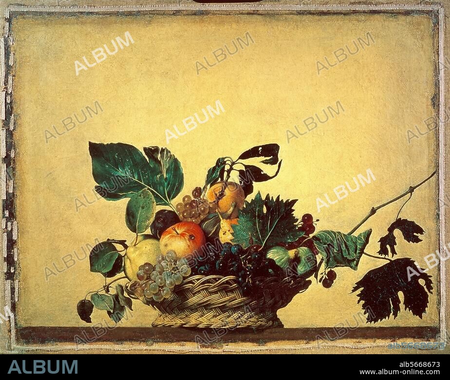 Caravage, Michelangelo Merisi, dit le. 1573-1610. - "Panier de fruits", vers 1598-99. Huile sur toile, H. 0,31 ; L. 0,47. Milan, Pinacoteca Ambrosiana.