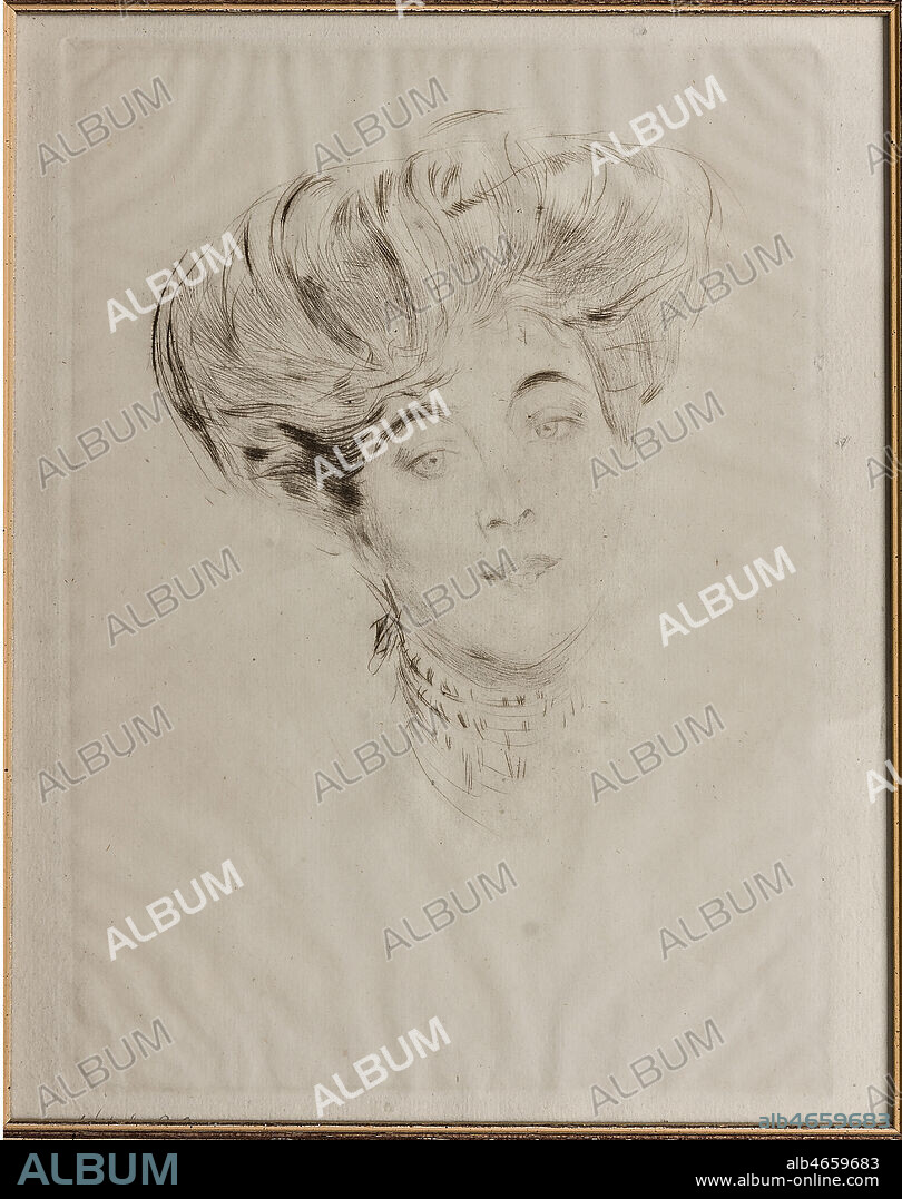 Assicoop - Unipol Collection: Giovanni Boldini (Ferrara 1842 - 1931); "Portrait of Countess Orsay"; drypoint.
