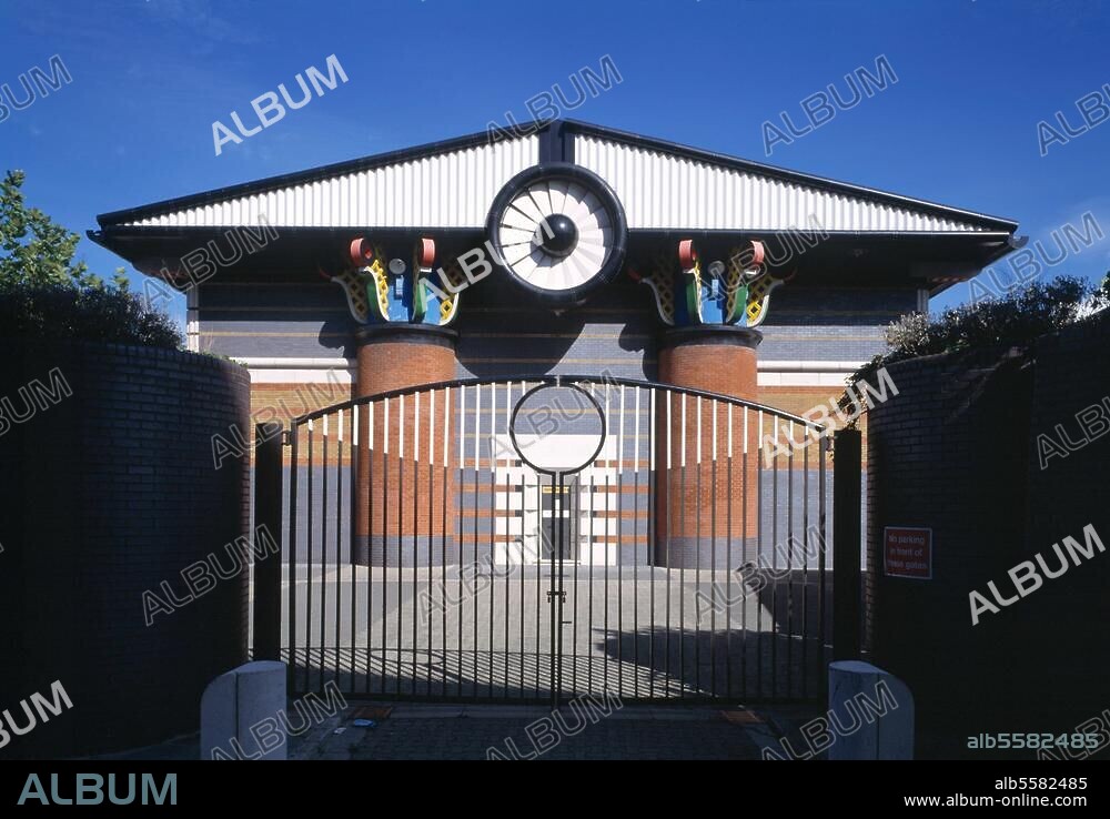 Isle of Dog, London, England. Entrance to Stewart Street Pumping Station. Photo: R. von Goetz, film size: 6 × 9 cm.