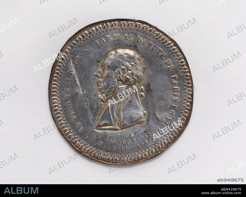 Louis-Michel Le Peletier de Saint-Fargeau (1760-1793), deputy to the Constituent Assembly (1789-1791), deputy to the National Convention (1792-1793), 1801, Liénard, P. G., Engraver in medals, About 1801, Numismatic, Medal, Copper, Gilding = gilding, Repoussé, Diameter: 4.8 cm, Weight (type dimension): 3.95 g.