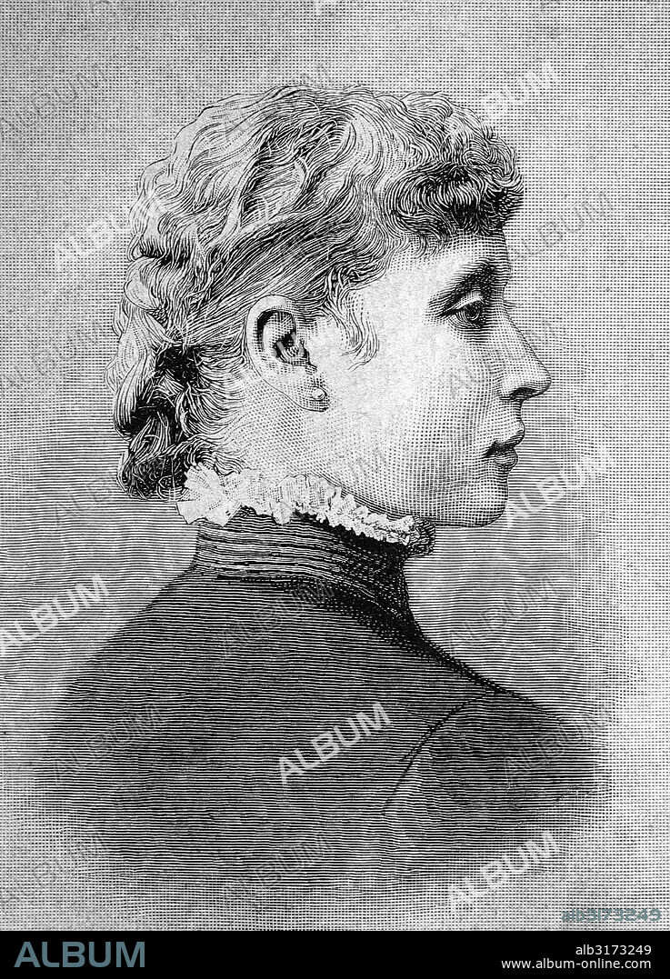 Princess victoria alberta elisabeth mathilde marie of hesse-darmstadt, va, 1863 - 1950, and by marriage, princess of battenberg, later marchioness of milford haven, historical engraving, about 1889.