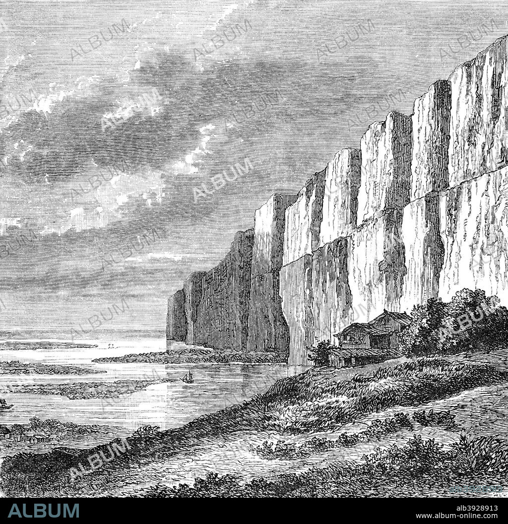 'Cliffs of Yellow Earth on the Hoang-Ho', c1890. Cliffs on the Yellow River in China. Illustration from The Universal Geography with Illustrations and Maps, Division XIII, (Virtue & Co Limited, London, c1890).