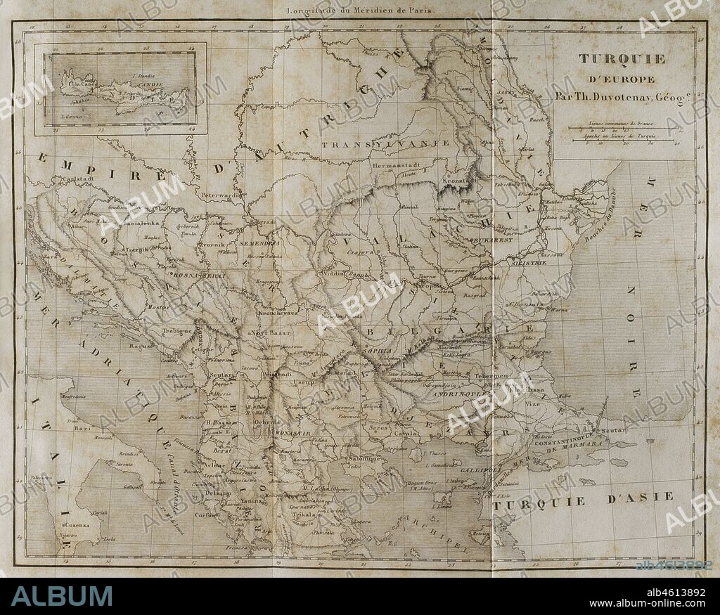 European Turkey map by Thunot Duvotenay. Historia de Turquia by Joseph Marie Jouannin (1783-1844) and Jules Van Gaver, 1840.