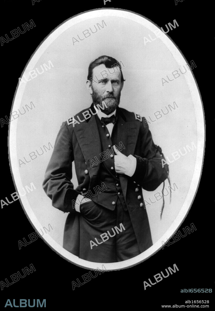 Ulysses S Grant (1822-1885) 18th President of the United States, 1869-1877. During the American Civil War 1861-1865  he was General-in-Chief of the Union armies. Here in the uniform of Lieutenant-General. Three-quarter portrait standing.