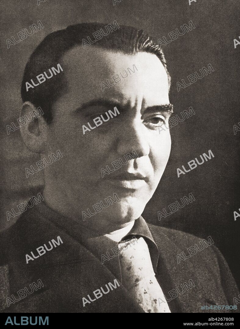 Federico del Sagrado Corazon de Jesus Garcia Lorca,  aka Federico Garcia Lorca,  1898 – 1936 Spanish poet,  playwright,  and theatre director After a contemporary print.