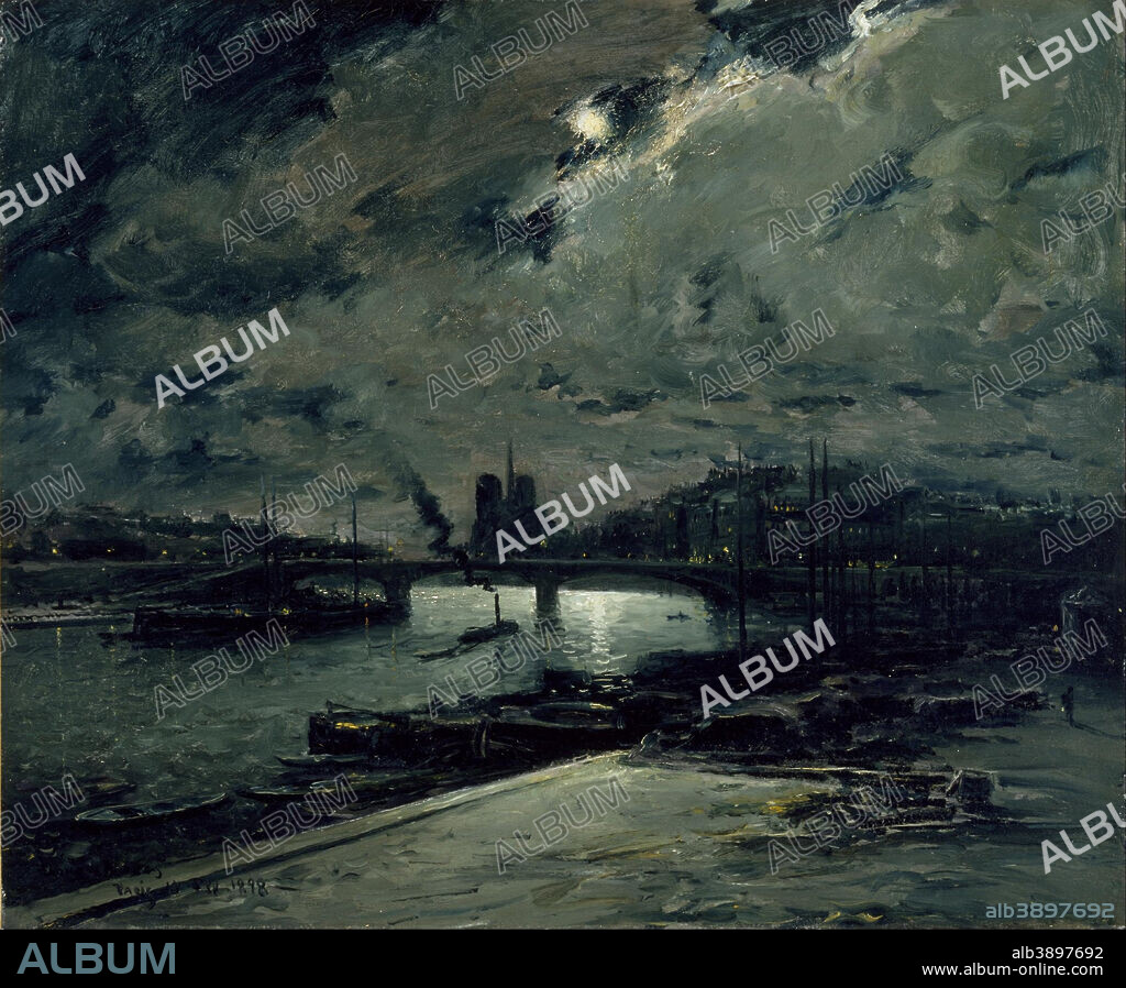 FRANK MYERS BOGGS. Quai de la Seine, Paris, au Clair de Lune. Date/Period: 1898. Painting. Oil on canvas. Width: 65.4 cm. Height: 54 cm (without frame).