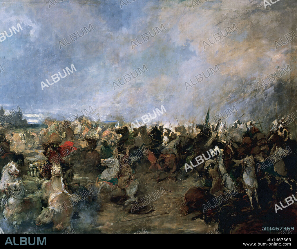 BATTLE OF GUADALETE (711). Detail. Oil by Salvador Martinez Cubells.  San Fernando Fine Arts Museum. Madrid. Spain.