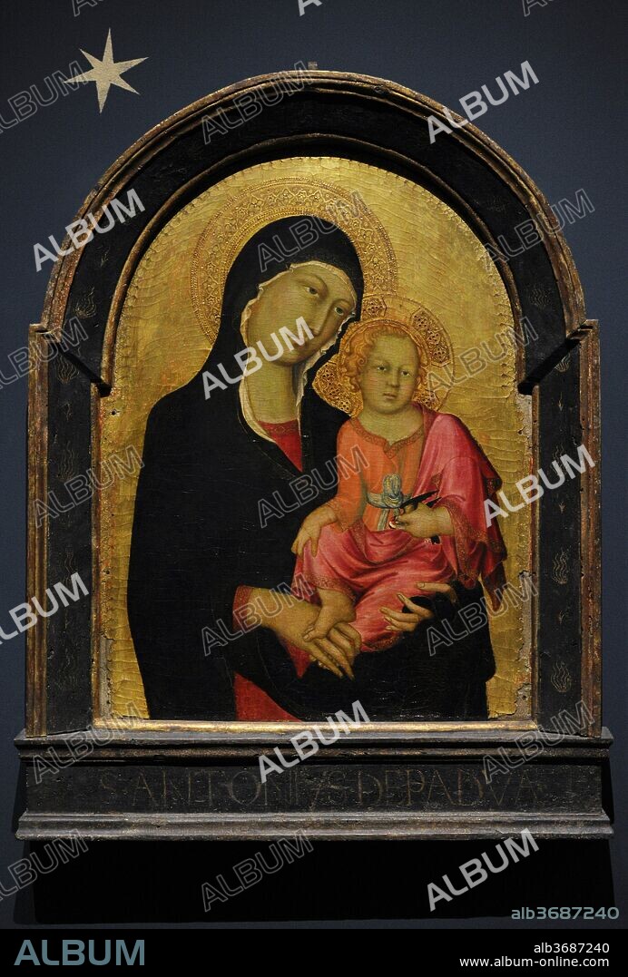 Simone Martini (h.1284-1344). Pintor italiano de la escuela sienesa. Virgen María con el Niño, hacia 1316-1317. Madera de álamo. Museo Wallraf-Richartz. Colonia. Alemania.