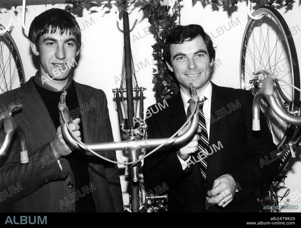 Bernard Hinault (r) and Martial Gayant, in Palaiseau, France, january 18, 1982.