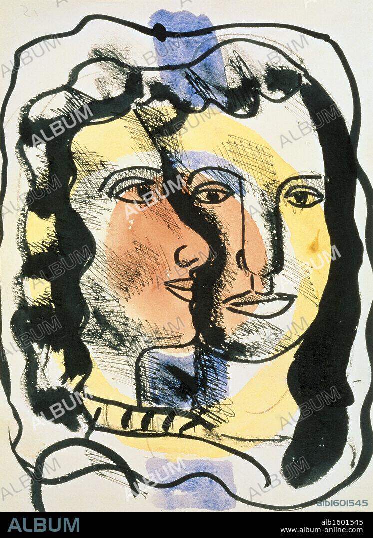 FERNAND LÉGER. Two Women by Fernand Leger, oil on canvas, 1881-1955, Russia, Moscow, Pushkin Museum of Fine Arts.