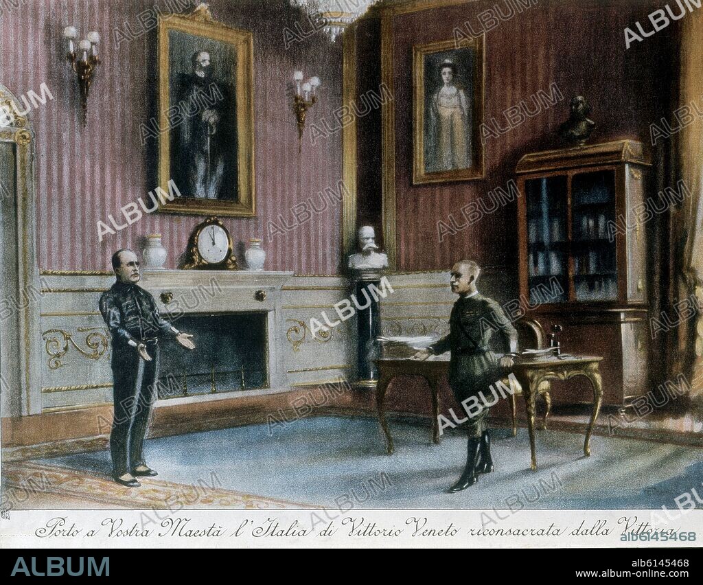 MUSSOLINI Y VICTOR MANUEL III-TRATADO DE LETRAN 1929.