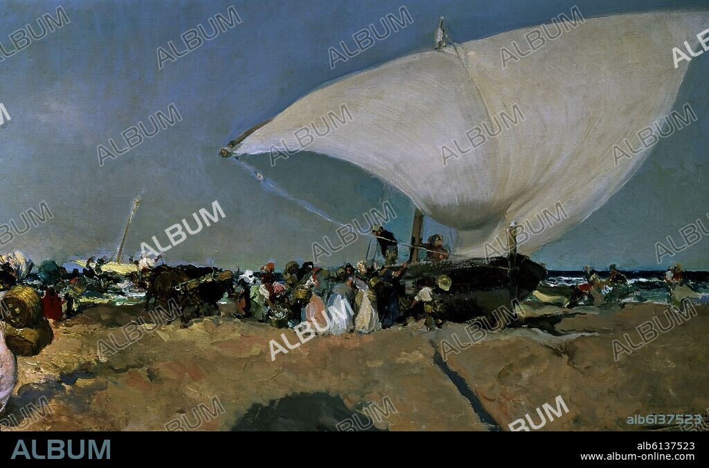 JOAQUIN SOROLLA. DET - DESCARGANDO LA BARCA - 1893 - Conjunto nº 23759.