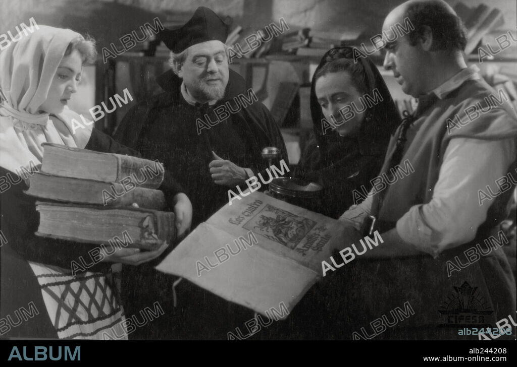 JUAN ESPANTALEON, JULIA GUTIERREZ CABA y SARA MONTIEL en DON QUIJOTE DE LA MANCHA, 1947, dirigida por RAFAEL GIL. Copyright COMPAÑIA INDUSTRIAL FILM ESPAÑOL (CIFESA).