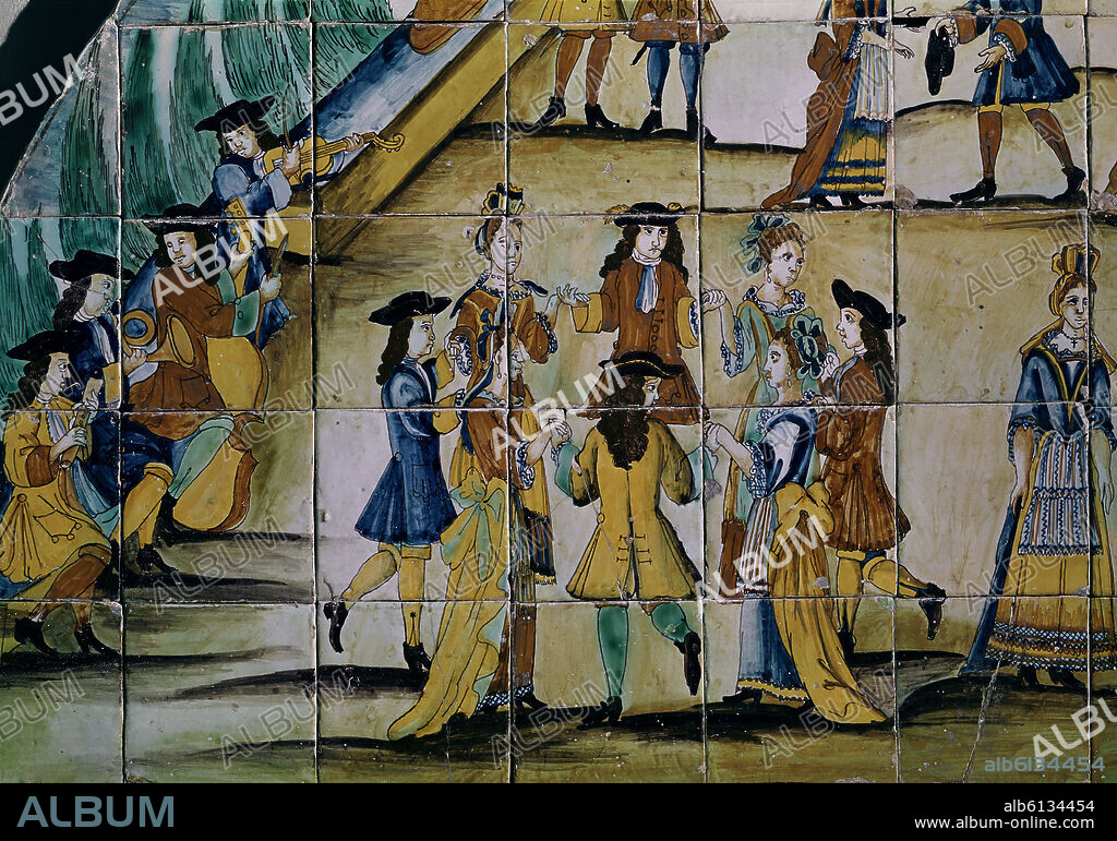 AUTOR LIBRE 01307. BAILANDO LA SARDANA - DETALLE DEL PLAFON DE AZULEJOS PROCEDENTE DE ALELLA (BARCELONA) - CERAMICA CATALANA - 1710.